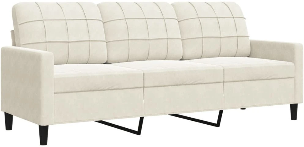 Sofa Sofos komplektas su pagalvėlėmis, 3 dalių, kreminis, aksomas