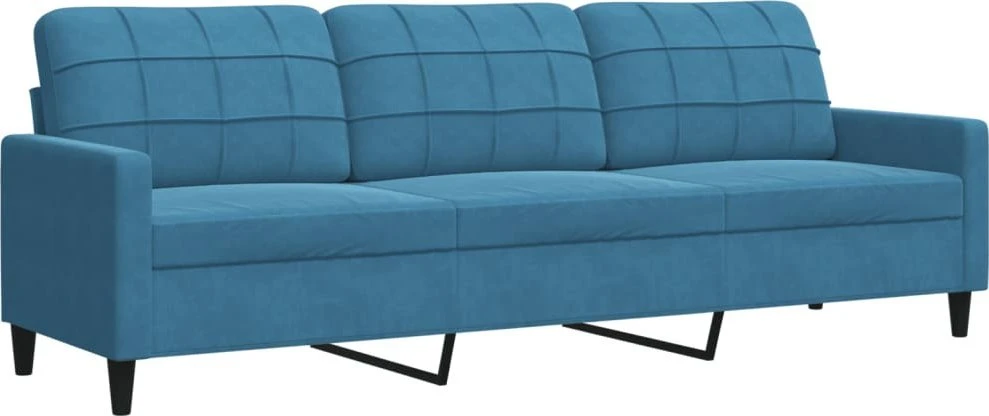 Sofa Sofos komplektas su pagalvėlėmis, 3 dalių, mėlynas, aksomas