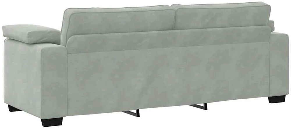 Sofa 3 dalių sofos komplektas su pagalvėlėmis, šviesiai pilkas aksomas