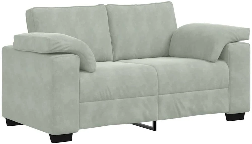Sofa 3 dalių sofos komplektas su pagalvėlėmis, šviesiai pilkas aksomas