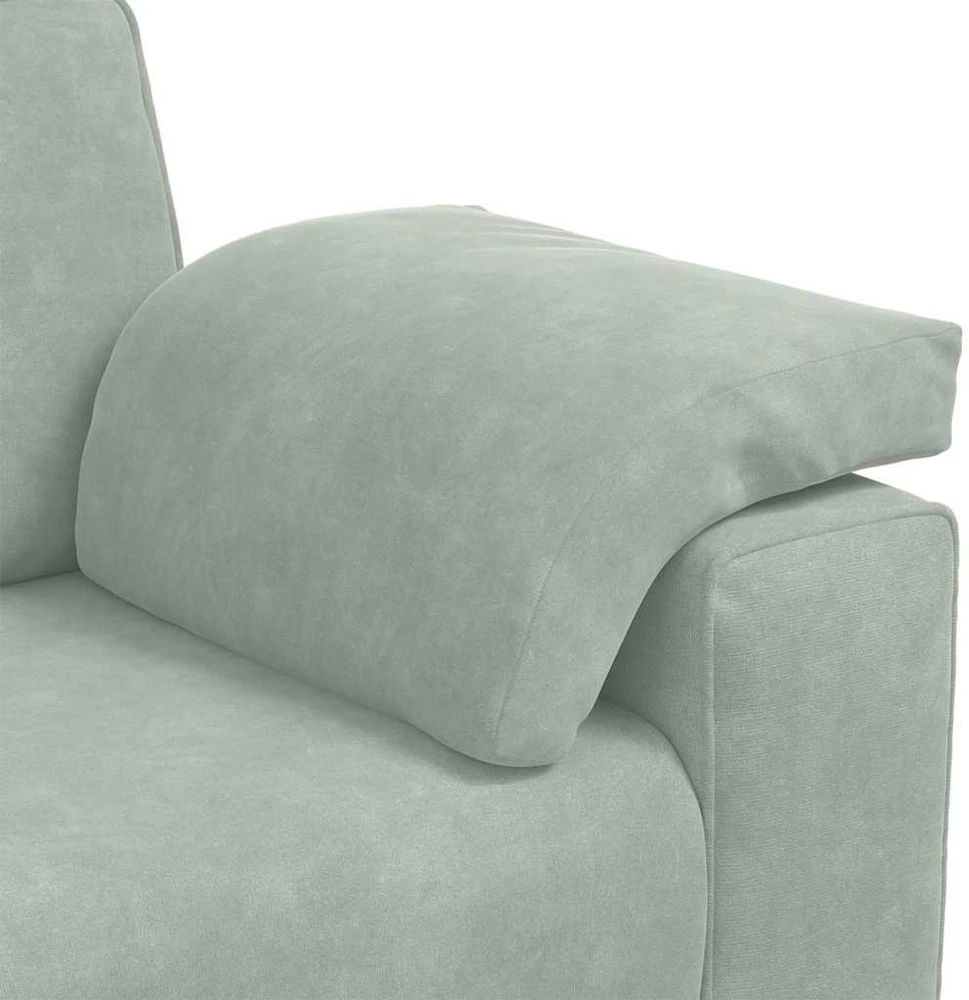 Sofa 3 dalių sofos komplektas su pagalvėlėmis, šviesiai pilkas aksomas