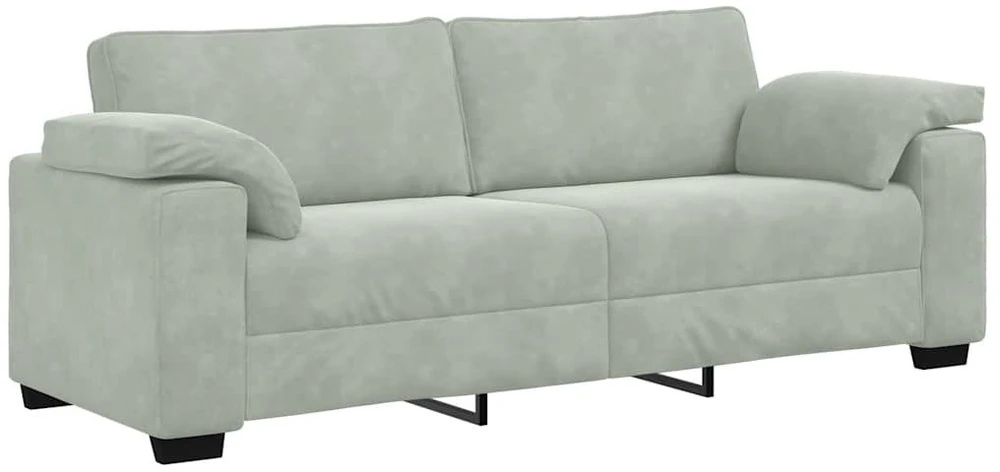 Sofa 3 dalių sofos komplektas su pagalvėlėmis, šviesiai pilkas aksomas