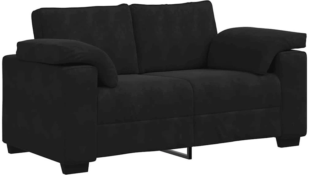 Sofa 3 dalių sofos komplektas su pagalvėlėmis, juodas aksomas