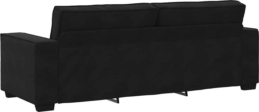 Sofa 3 dalių sofos komplektas su pagalvėlėmis, juodas aksomas