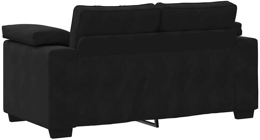 Sofa 3 dalių sofos komplektas su pagalvėlėmis, juodas aksomas