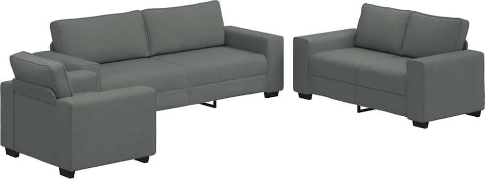 Sofa 3 dalių sofos komplektas su pagalvėlėmis, tamsiai pilkas audinys