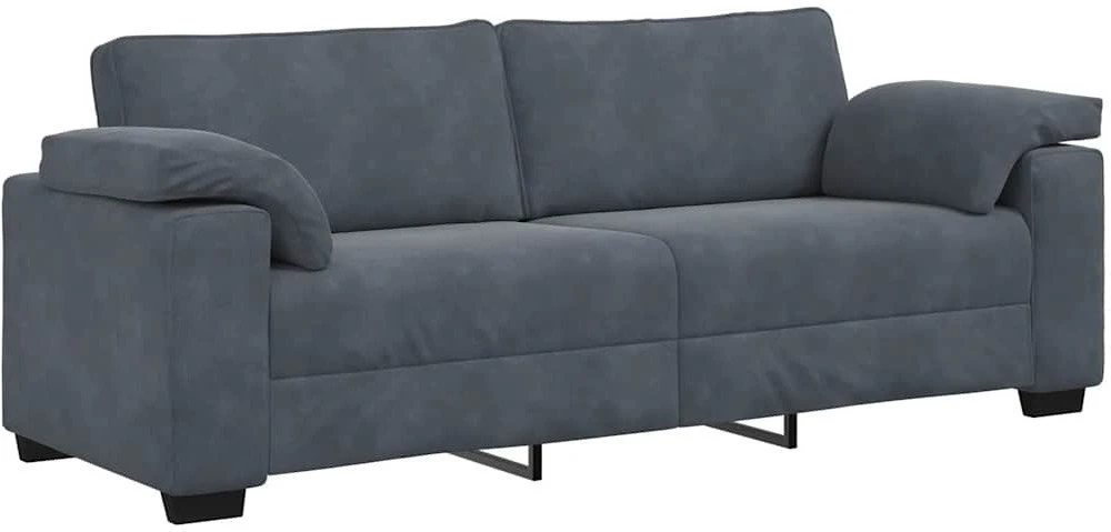 Sofa 3 dalių sofos komplektas su pagalvėlėmis, tamsiai pilkas, aksomas
