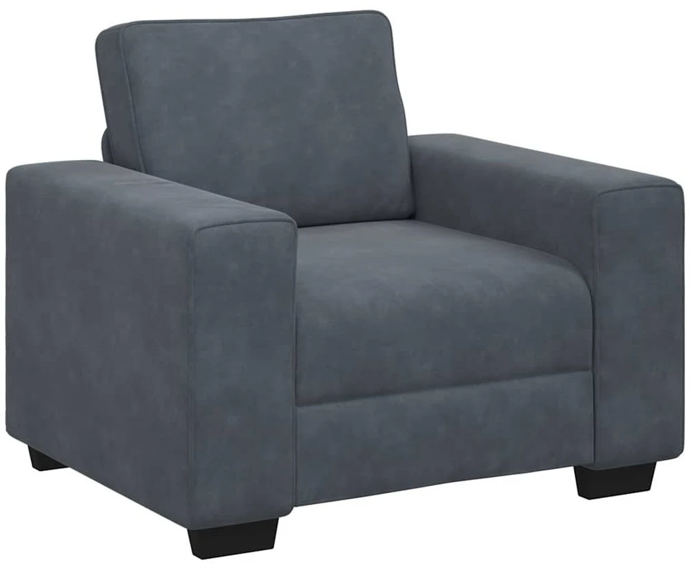 Sofa 3 dalių sofos komplektas su pagalvėlėmis, tamsiai pilkas, aksomas