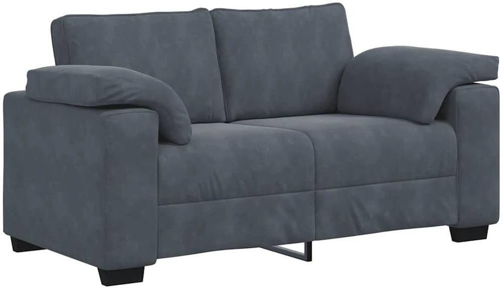 Sofa 3 dalių sofos komplektas su pagalvėlėmis, tamsiai pilkas, aksomas