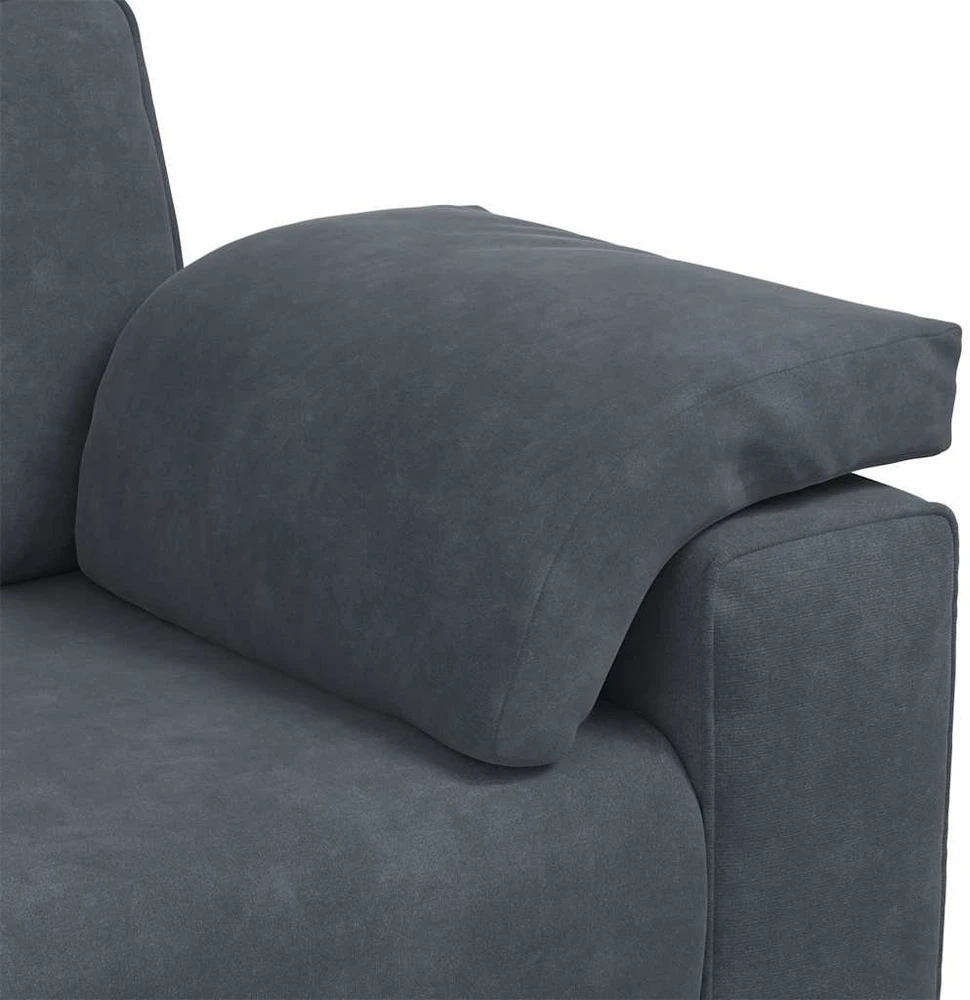 Sofa 3 dalių sofos komplektas su pagalvėlėmis, tamsiai pilkas, aksomas