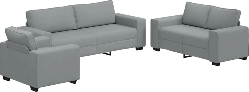 Sofa 3 dalių sofos komplektas su pagalvėlėmis, šviesiai pilkas audinys
