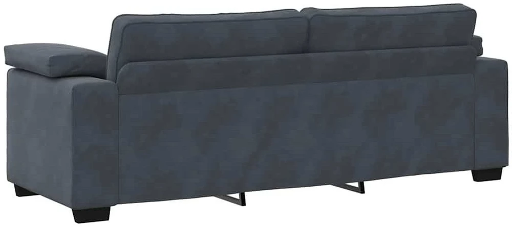 Sofa 3 dalių sofos komplektas su pagalvėlėmis, tamsiai pilkas, aksomas