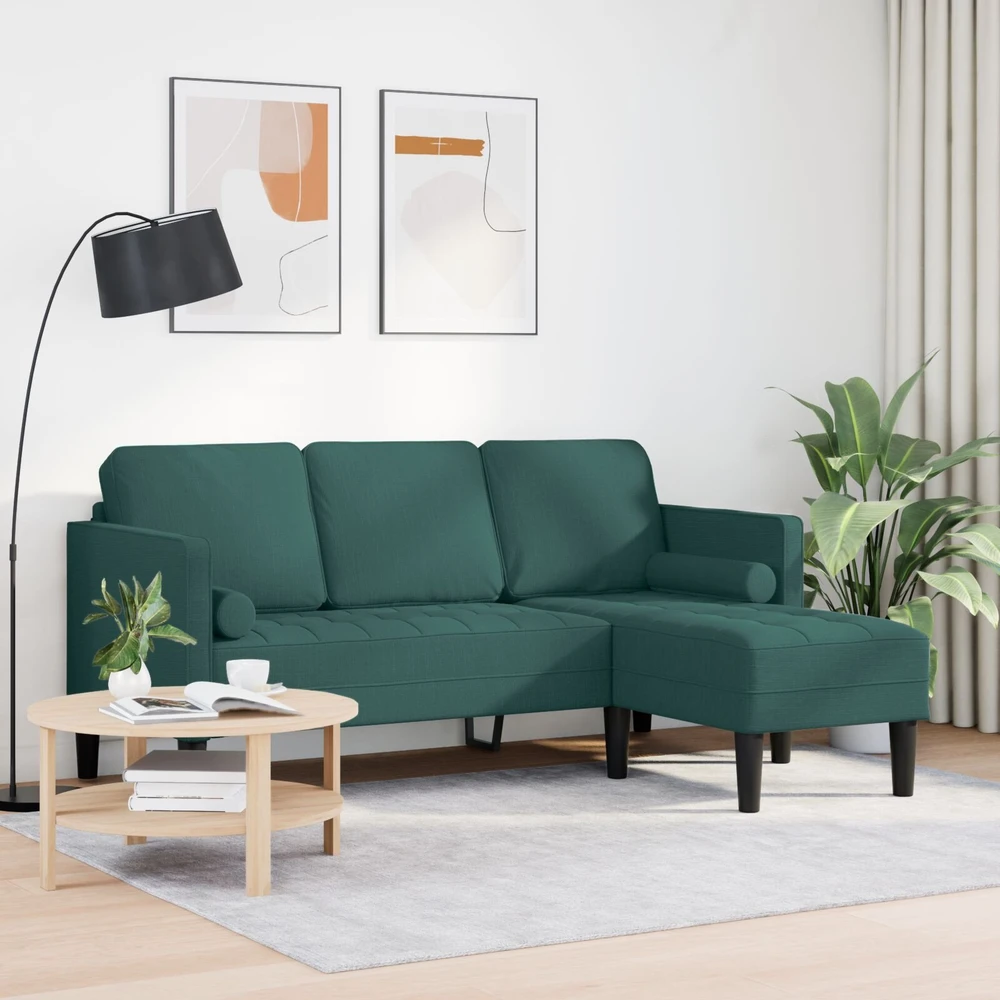 Sofa Sofos komplektas su pagalve Tamsiai žalia Poliesteris