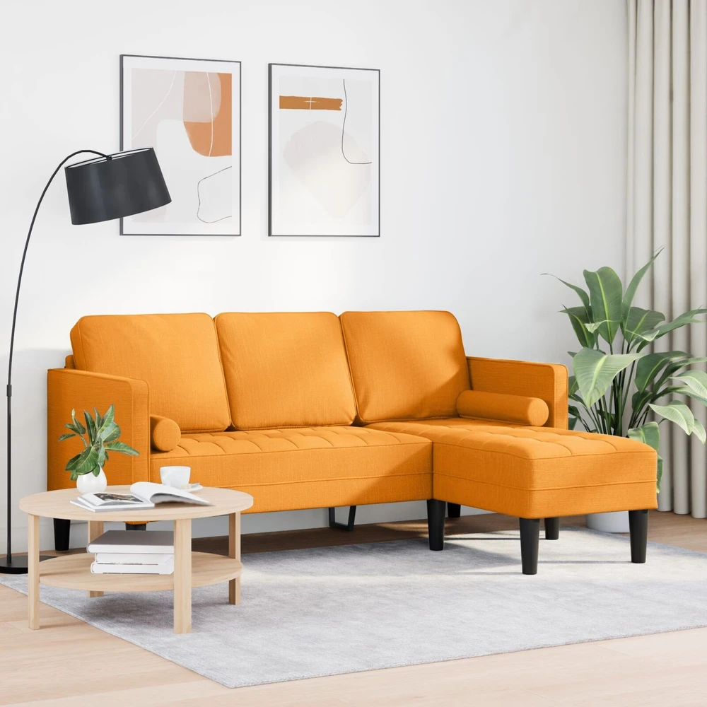 Sofa Sofos komplektas su pagalve Tamsiai geltona Poliesteris