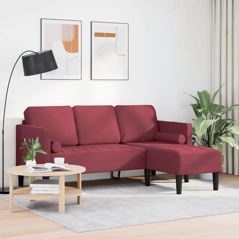 Sofa Sofos komplektas Vyno raudona 173 x 131 x 67 cm Poliesteris