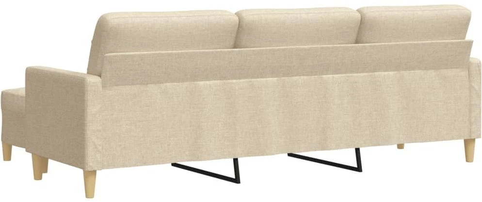 Trivietė sofa su pakoja, kreminės spalvos, 210cm, audinys