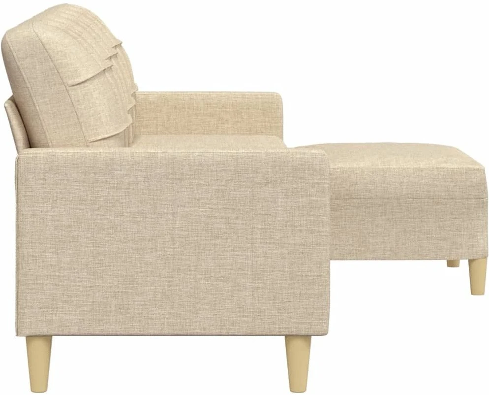 Trivietė sofa su pakoja, kreminės spalvos, 210cm, audinys