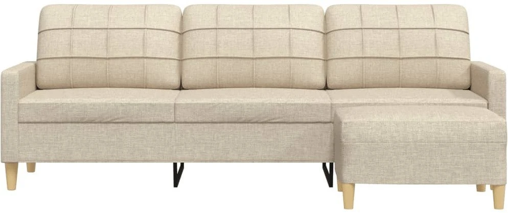Trivietė sofa su pakoja, kreminės spalvos, 210cm, audinys