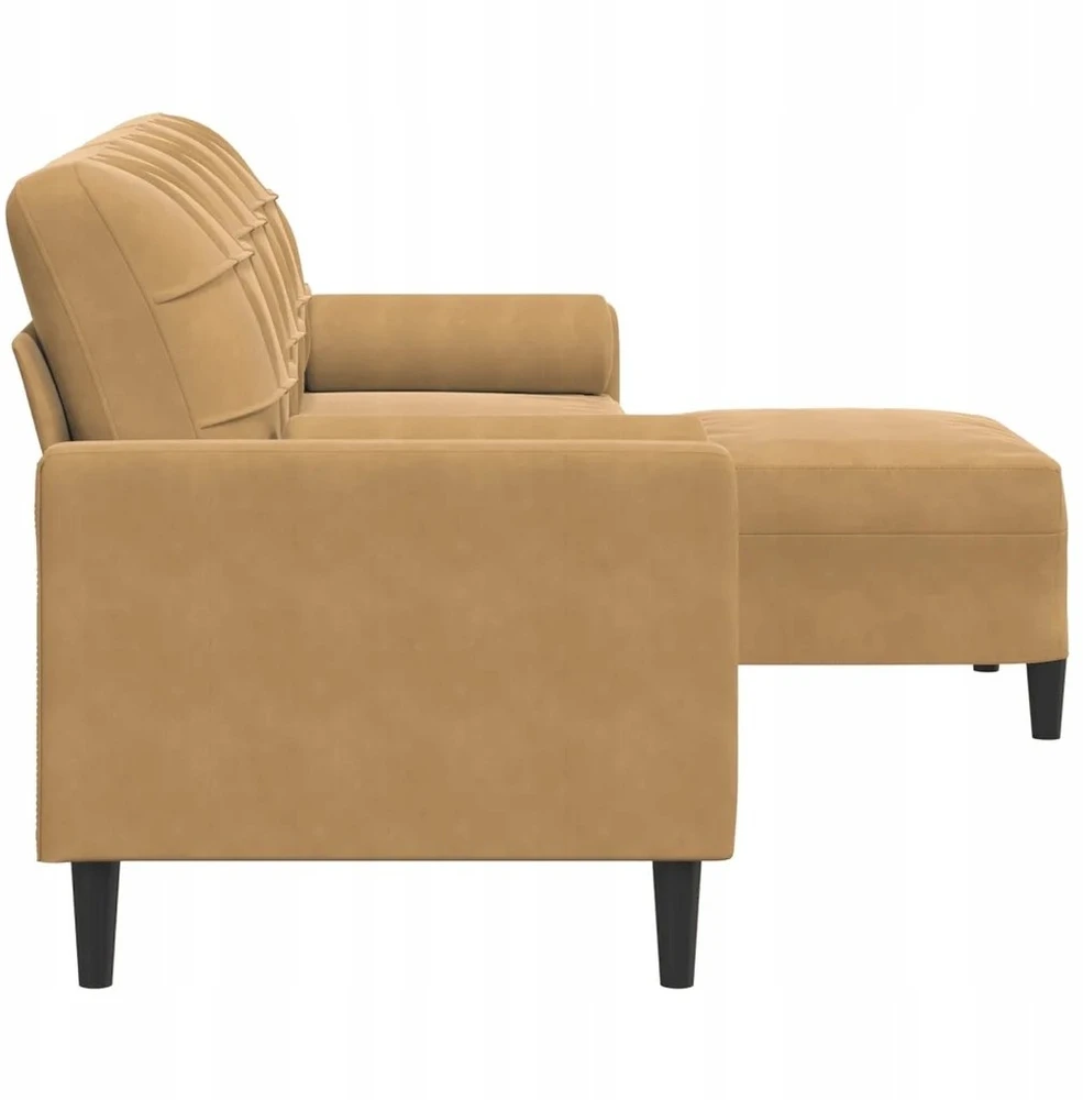 Trivietė sofa su pakoja, rudos spalvos, 210cm, aksomas