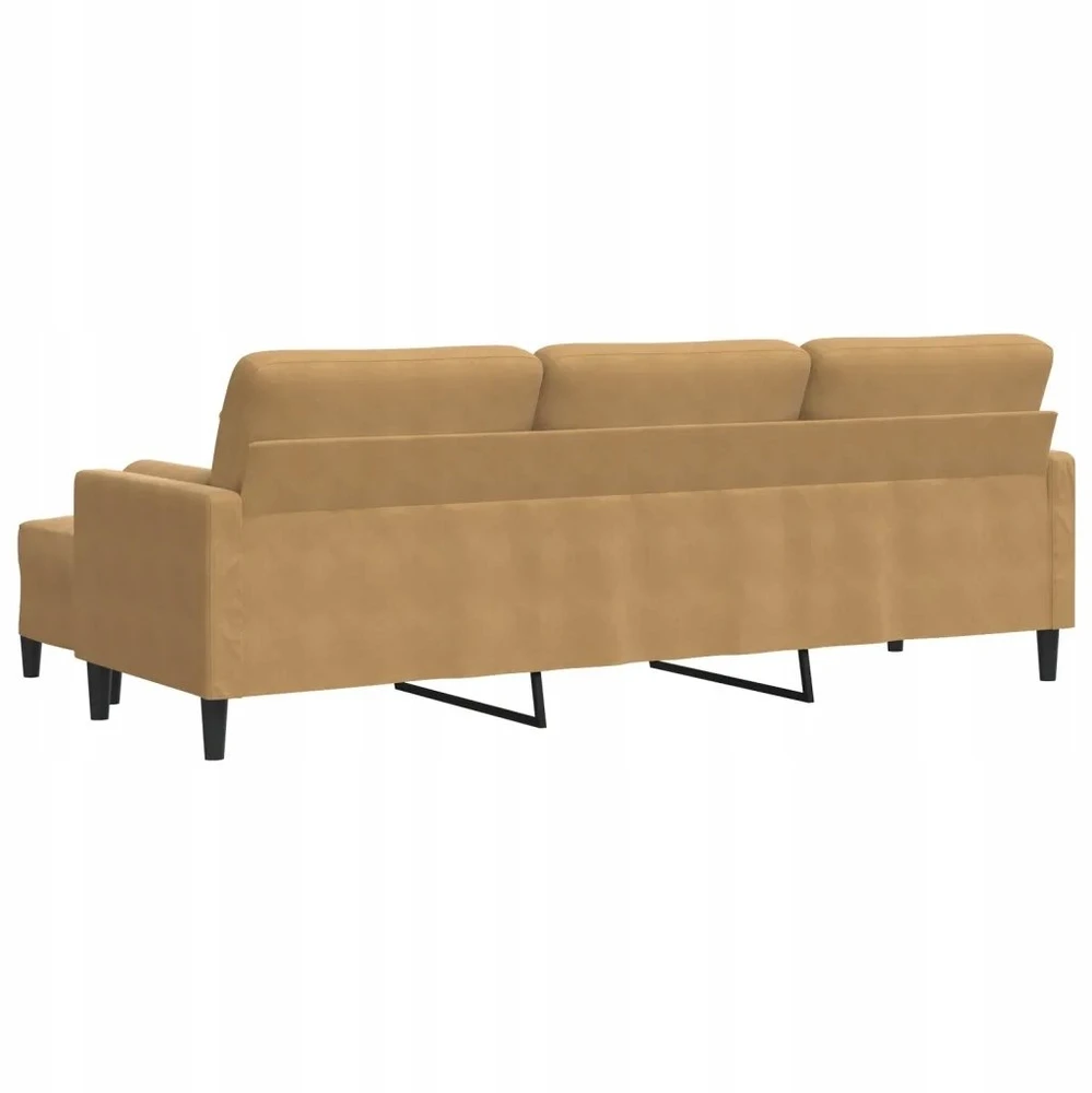 Trivietė sofa su pakoja, rudos spalvos, 210cm, aksomas