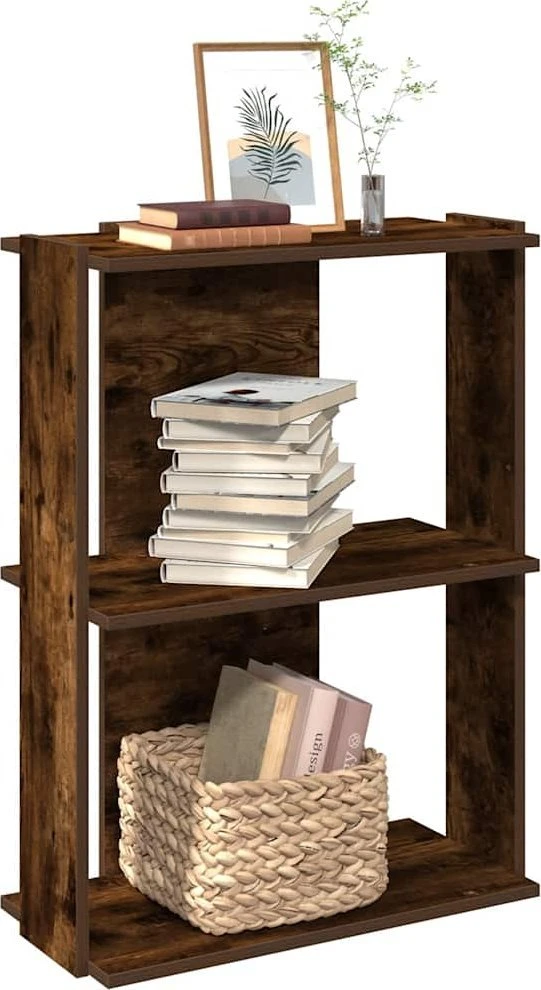 Knygų spinta, 3 aukštų, dūminė, 60x30x80cm, apdirbta mediena