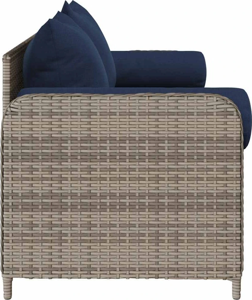 Sodo sofa su pagalvėlėmis, 3 sėdimos vietos, pilka, poliratanas