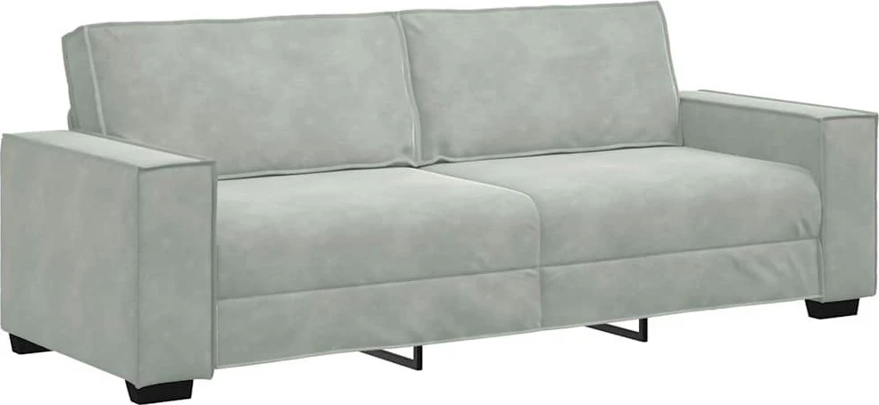 Trivietė sofa, šviesiai pilka, 220x78x84 cm, aksomas