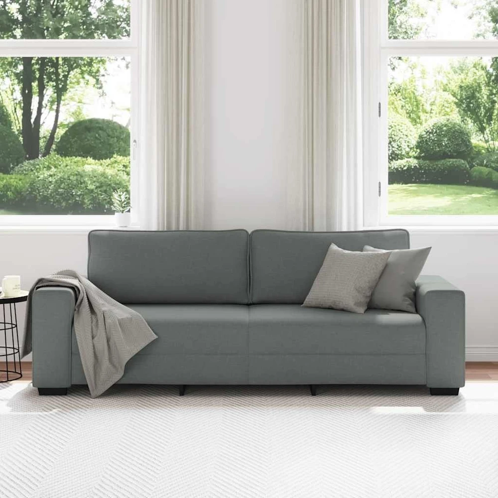 Trivietė sofa, tamsiai pilka, 220x77x82 cm, audinys