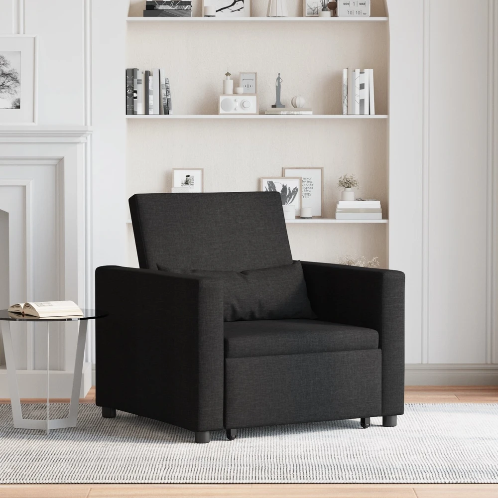 Ištraukiamas sofa-lova vienvietis Juoda 90 x 165 x 87 cm