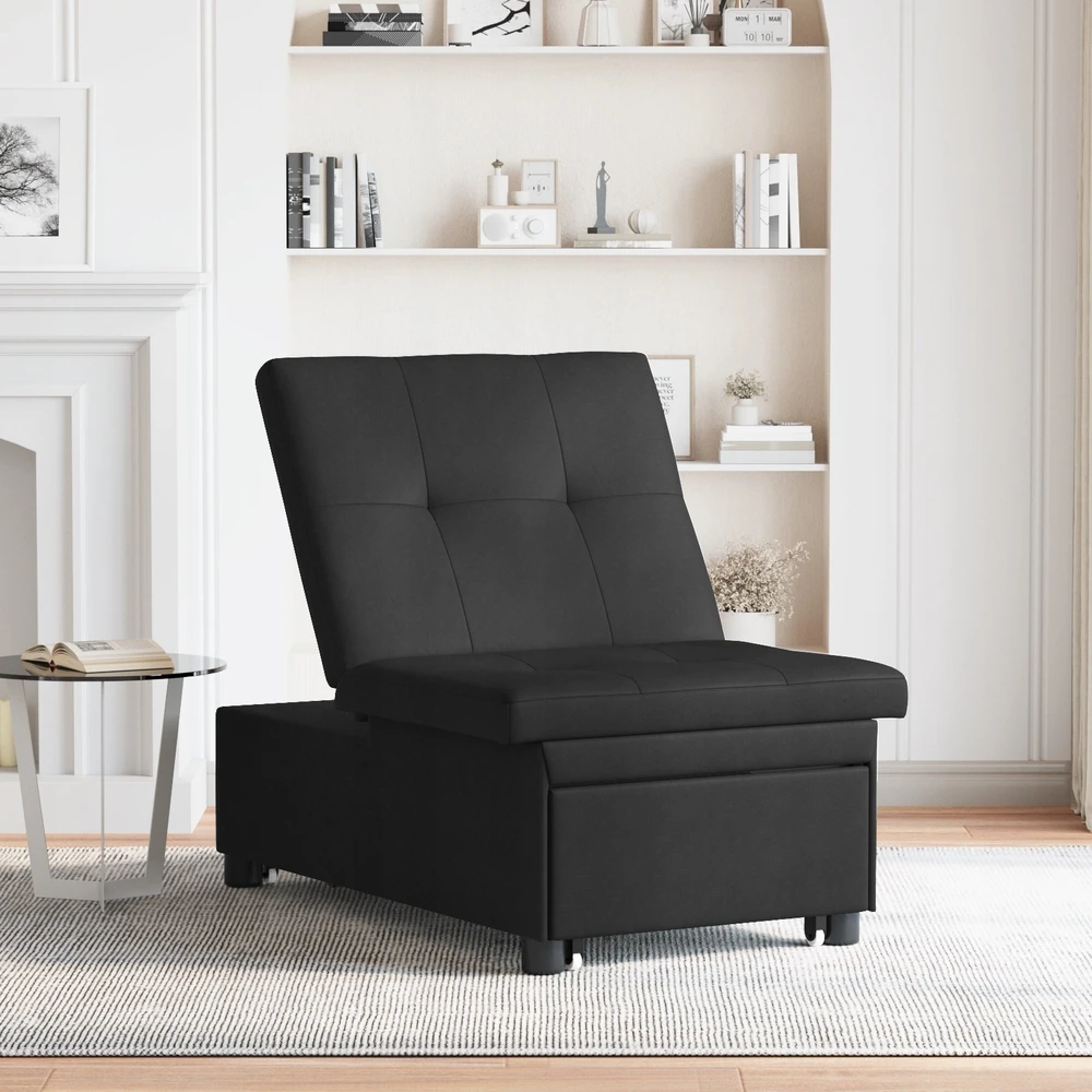 Ištraukiama sofa-lova Juodas 194 x 67 x 82 cm Mikropluoštas