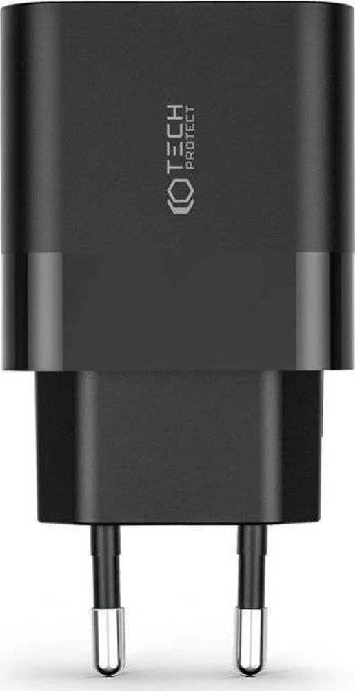 Įkroviklis 30W USB QC3.0 + USB-C PD Tech-Protect C30W juodos spalvos