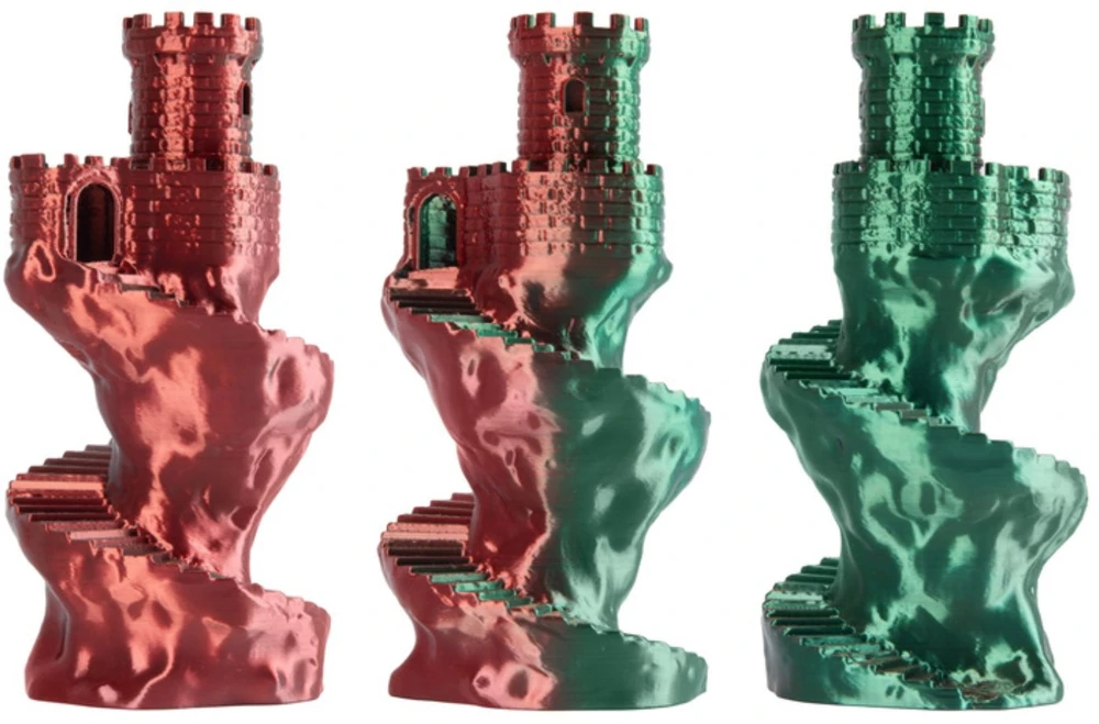3D plastik PLA dwustronny Magic silk FOREST FLAME (žalia, raudona) 1kg Spectrum