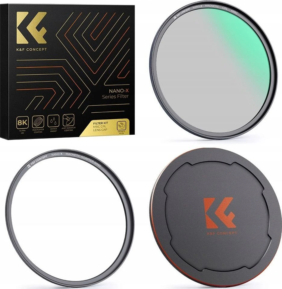 3in1 poliarizacinių filtrų rinkinys su magnetiniu žiediniu dangteliu K&f 67 mm / Sku.1705