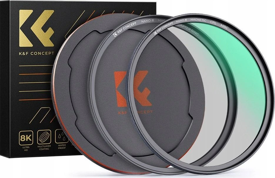 3in1 poliarizacinių filtrų rinkinys su magnetiniu žiediniu dangteliu K&f 67 mm / Sku.1705