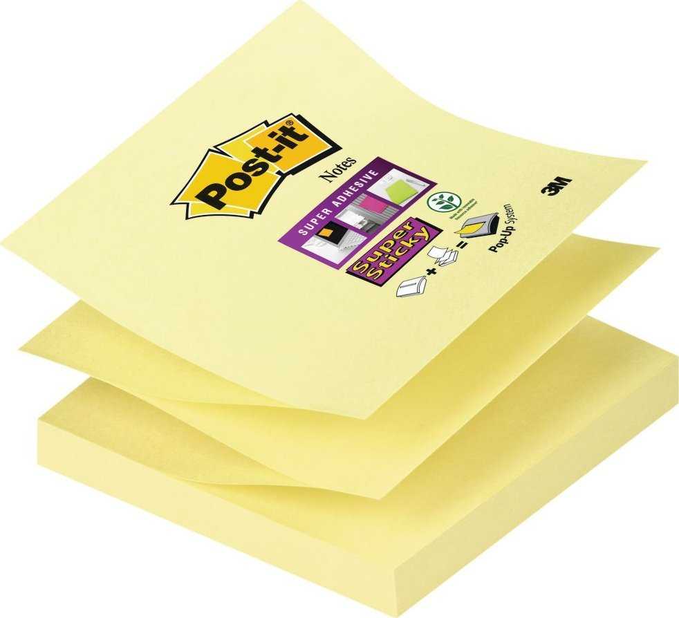 3M Z-Notes, kvadratiniai, geltoni, popierius, 76 mm, 76 mm, 90 lapų