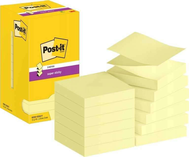 3M Z-Notes, kvadratiniai, geltoni, popierius, 76 mm, 76 mm, 90 lapų