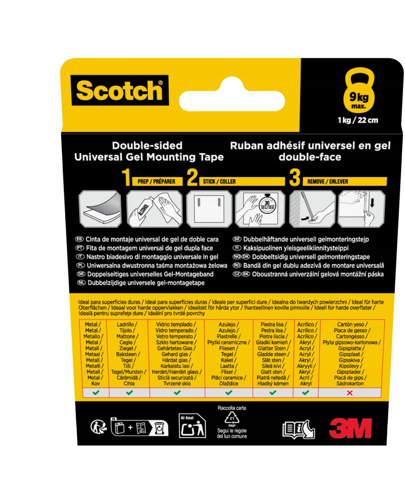3M Scotch gelinė juosta dvipusė permatoma 30mmx3m