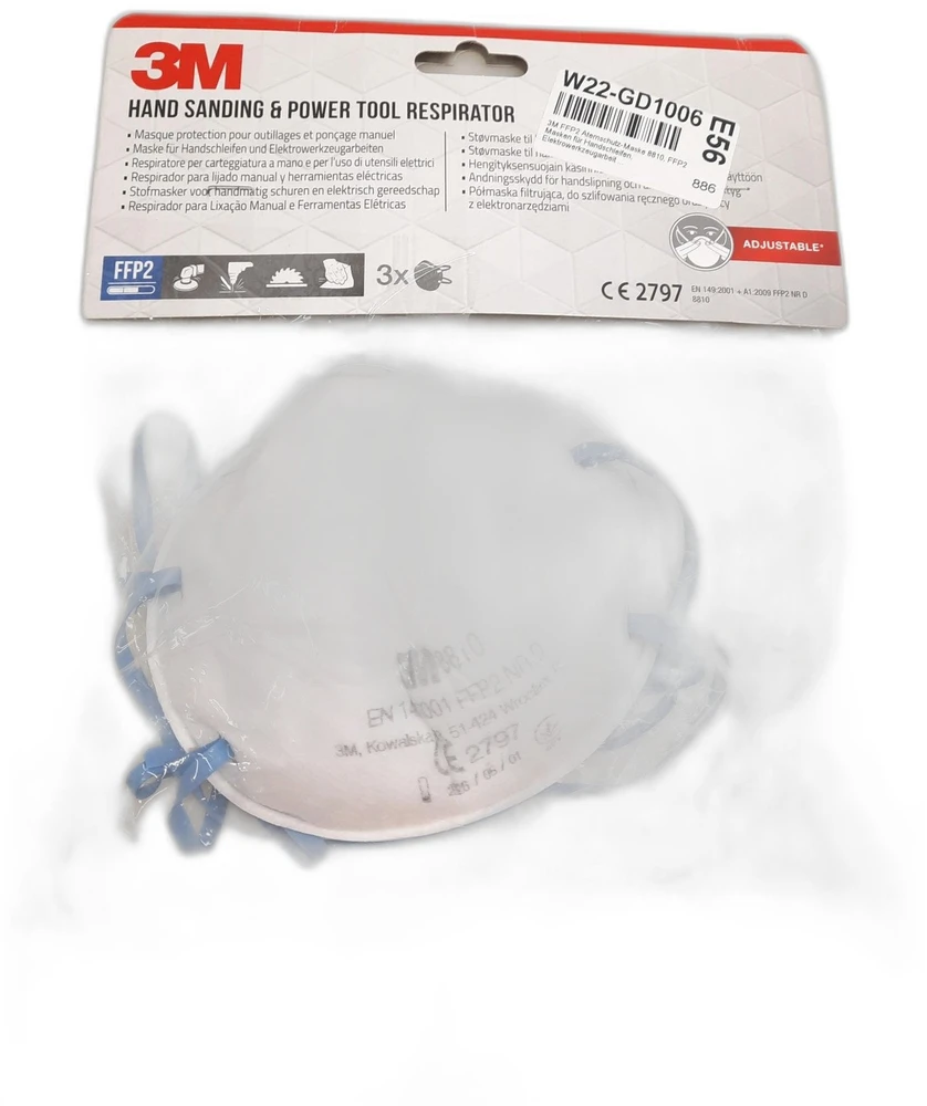 Respiratoriai 3M 8810C3 FFP2, 3 vnt.