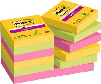 Lipnūs lapeliai 3M Post-it® Super Sticky Carnival, 47.6mmx47.6mm 12 vnt. po 90 lapelių