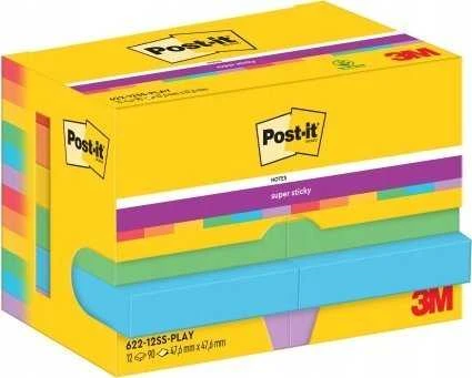 Lipnūs lapeliai 3M Post-it® Super Sticky Playful 47.6mmx47.6mm 12vnt/pak 90L