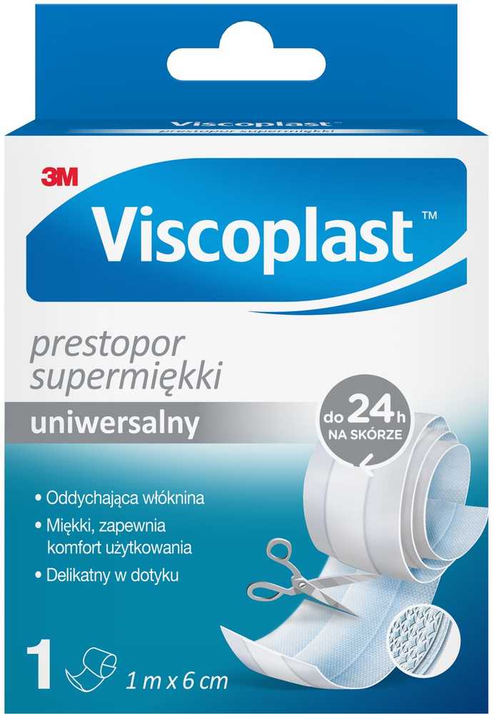 3M Viscoplast Prestopor, Supermiękki Plaster do cięcia 1 m x 6 cm, 1 sztuka