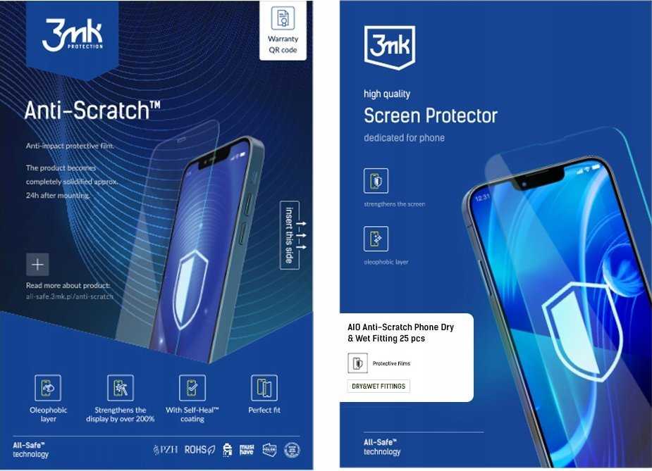 3Mk Protection All-Safe - AIO apsauginiai telefono įdėklai, apsaugantys nuo įbrėžimų, sausiems ir šlapiems, 25 vnt.