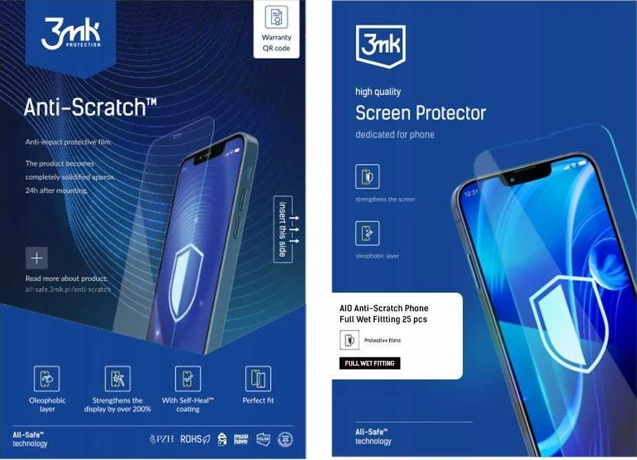 3Mk Protection All-Safe - AIO apsauginiai telefono įdėklai, visiškai drėgni, 25 vnt.