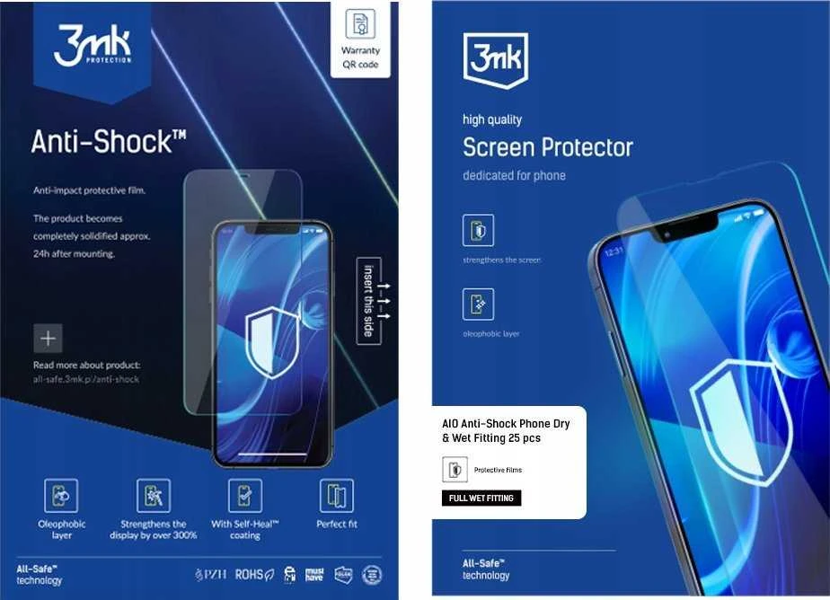 3Mk Protection All-Safe - AIO Anti-Shock telefono apsauginiai įdėklai, visiškai šlapiam naudojimui, 25 vnt.