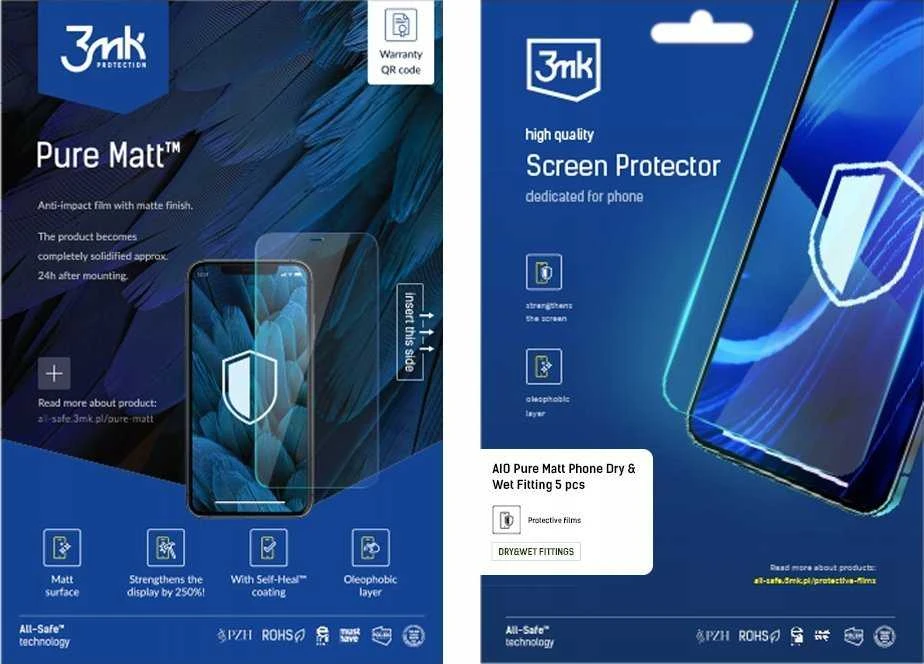 3Mk Protection All-Safe - AIO grynai matiniai telefono sausam ir šlapiam naudojimui skirti dėklai, 5 vnt.