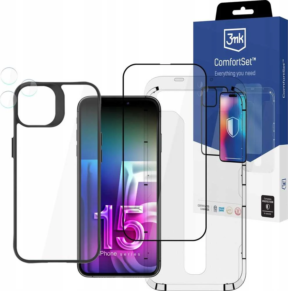 Dėklas Apple iPhone 15 Pro – 3mk komforto rinkinys 4 viename