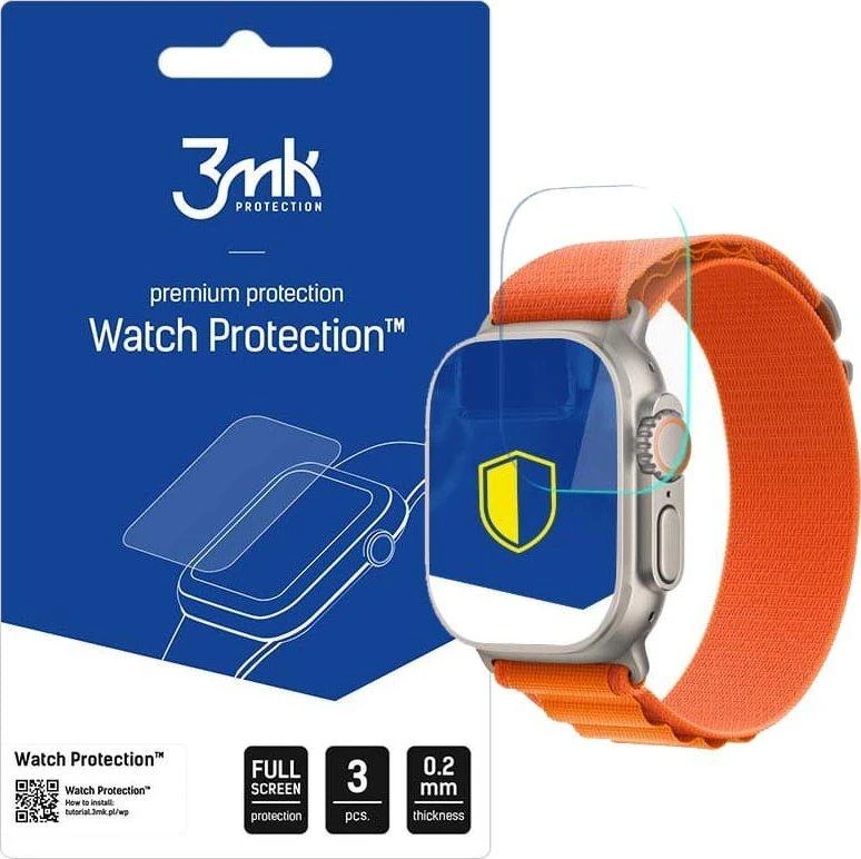 LCD apsauginis stikliukas 3mk Flexible Glass Apple Watch Ultra 49mm 3vnt
