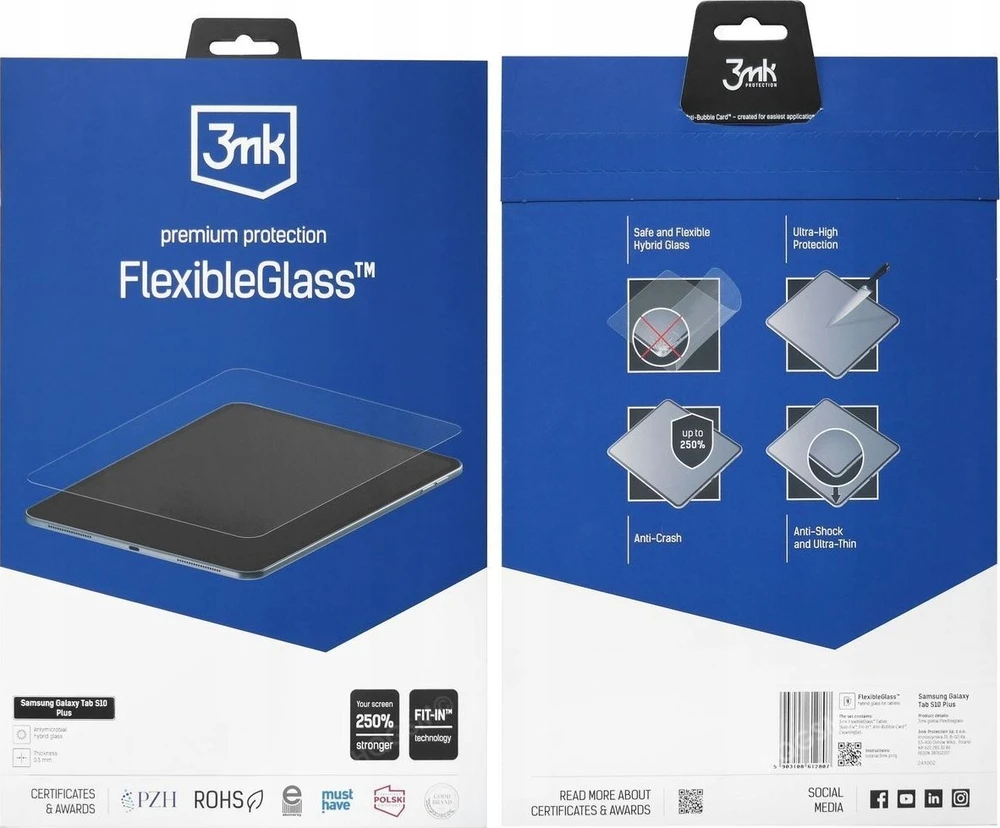 Hibridinis stiklas 3mk FlexibleGlass, skirtas Samsung Galaxy Tab S10 Plus