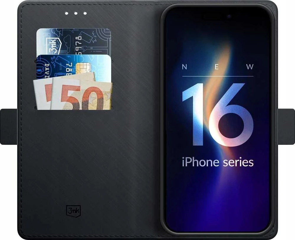 3mk Wallet Apple iPhone 16 Plus - dėklas telefonui juodos spalvos