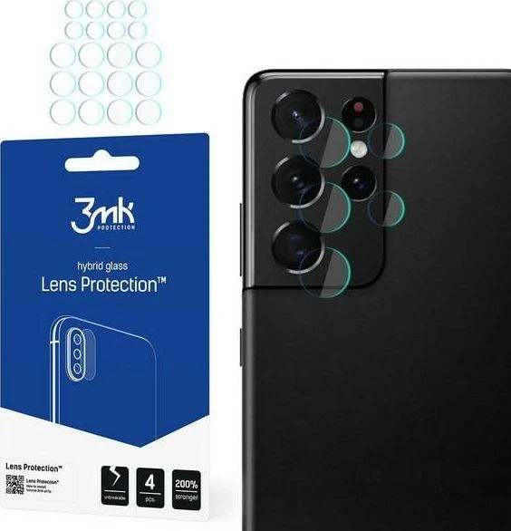LCD apsauginė plėvelė kamerai 3MK Hybrid Glass Lens Samsung G998 S21 Ultra